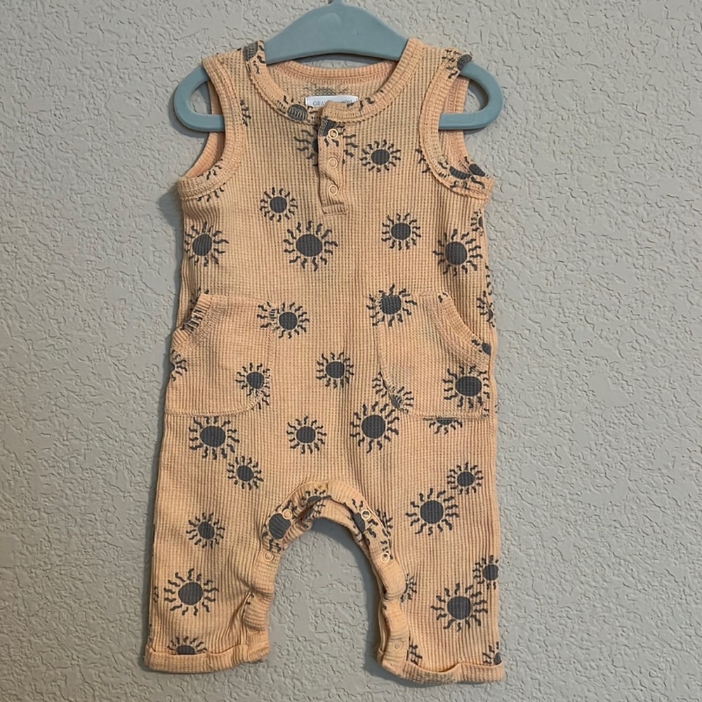 Grayson mini sun jumpsuit 3-6 months waffle, boho, bohemian